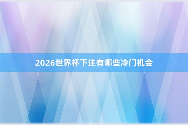 2026世界杯下注有哪些冷门机会